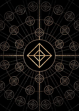 Geometric Gold Glyph Sign