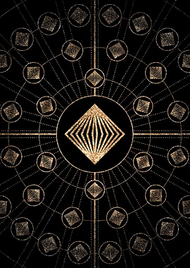 Geometric Gold Glyph Sign