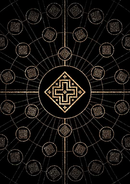 Geometric Gold Glyph Sign