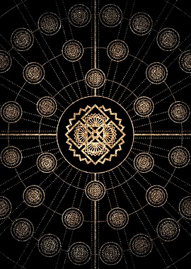 Geometric Gold Glyph Sign