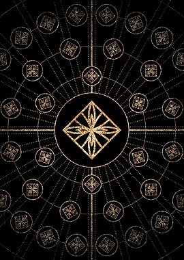 Geometric Gold Glyph Sign