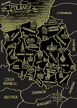 Glowing Map of Poland