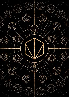 Geometric Gold Glyph Sign