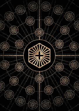 Geometric Gold Glyph Sign