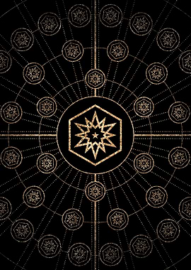 Geometric Gold Glyph Sign