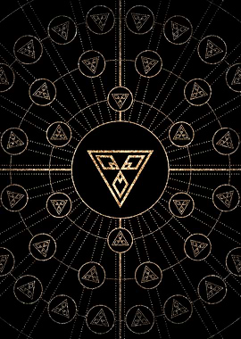 Geometric Gold Glyph Sign