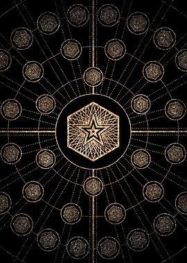 Geometric Gold Glyph Sign