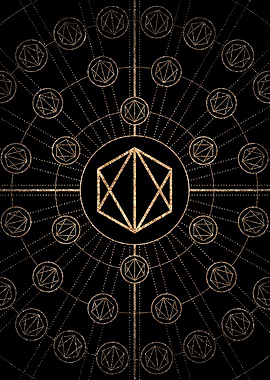 Geometric Gold Glyph Sign