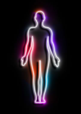 yoga mountain neon art