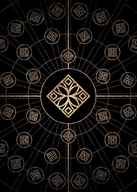 Geometric Gold Glyph Sign