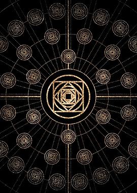 Geometric Gold Glyph Sign