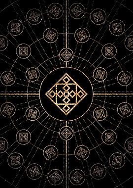 Geometric Gold Glyph Sign