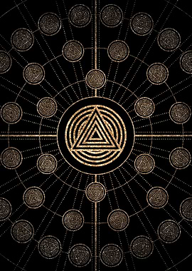 Geometric Gold Glyph Sign