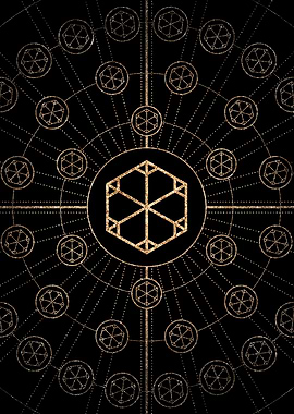 Geometric Gold Glyph Sign