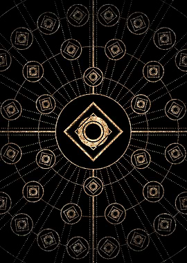 Geometric Gold Glyph Sign