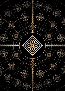 Geometric Gold Glyph Sign