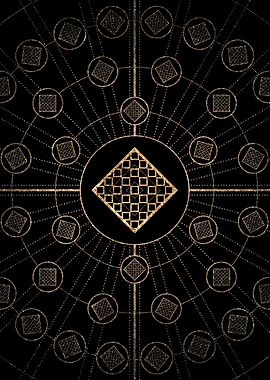 Geometric Gold Glyph Sign