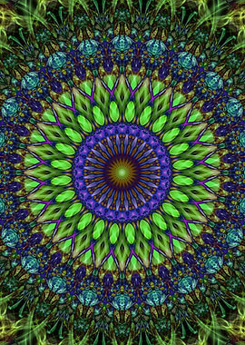 Neon green mandala