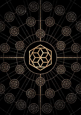 Geometric Gold Glyph Sign