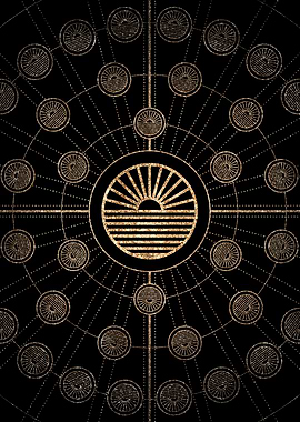 Geometric Gold Glyph Sign