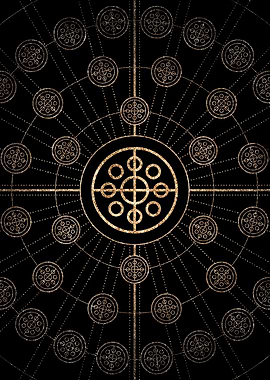 Geometric Gold Glyph Sign