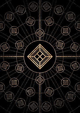 Geometric Gold Glyph Sign