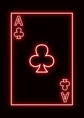 Poker card neon