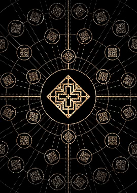 Geometric Gold Glyph Sign