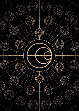 Geometric Gold Glyph Sign