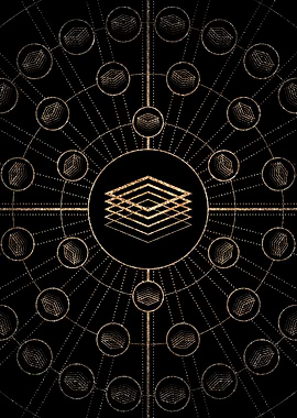 Geometric Gold Glyph Sign