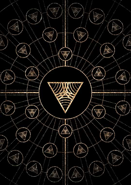 Geometric Gold Glyph Sign