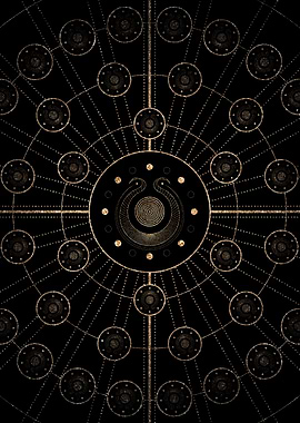 Geometric Gold Glyph Sign