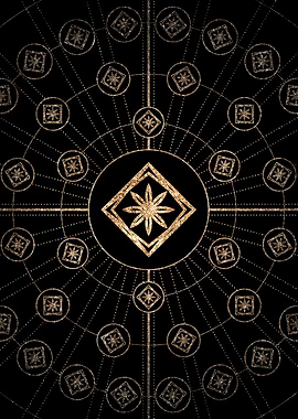 Geometric Gold Glyph Sign