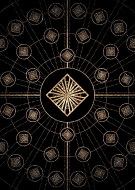 Geometric Gold Glyph Sign