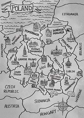 Gray Map of Poland