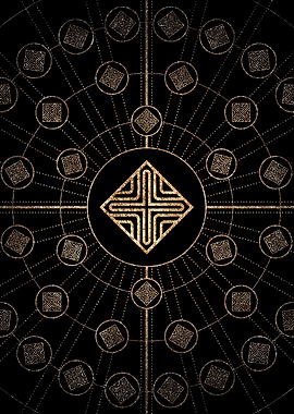 Geometric Gold Glyph Sign