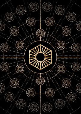 Geometric Gold Glyph Sign