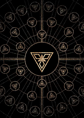 Geometric Gold Glyph Sign