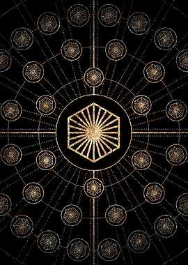 Geometric Gold Glyph Sign