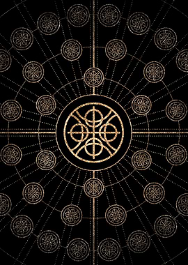 Geometric Gold Glyph Sign