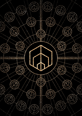 Geometric Gold Glyph Sign