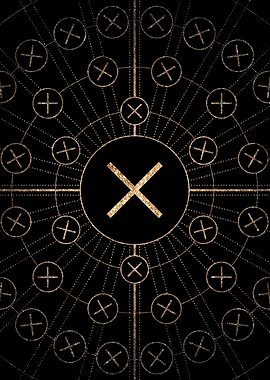 Geometric Gold Glyph Sign