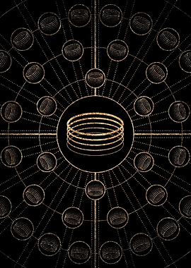 Geometric Gold Glyph Sign