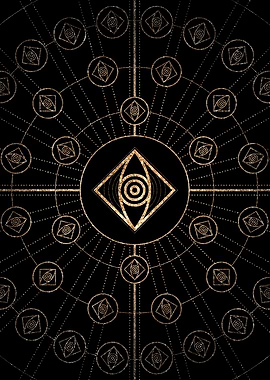 Geometric Gold Glyph Sign