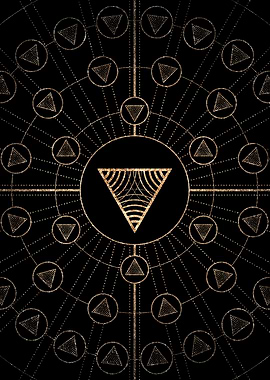 Geometric Gold Glyph Sign