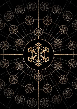 Geometric Gold Glyph Sign