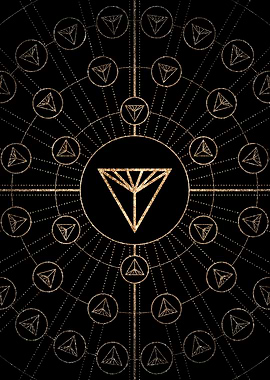 Geometric Gold Glyph Sign