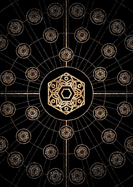 Geometric Gold Glyph Sign