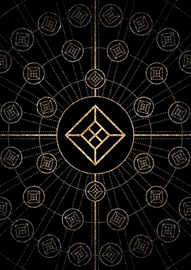 Geometric Gold Glyph Sign