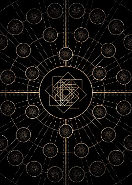 Geometric Gold Glyph Sign